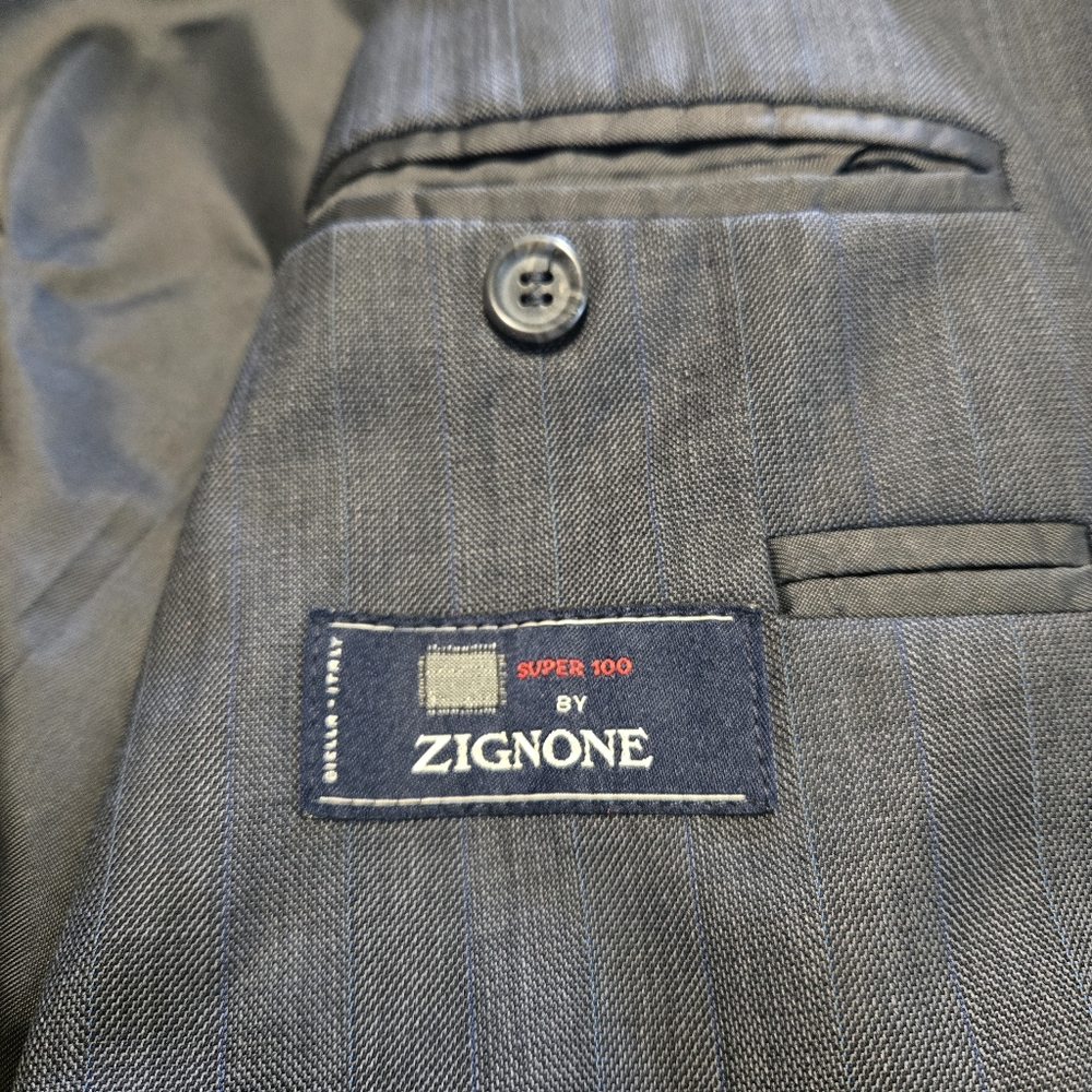 Pronto Uomo Firenzi  Gray Wool Sport Coat Made In Italy Super 100 Zignone 44L - Picture 7 of 9